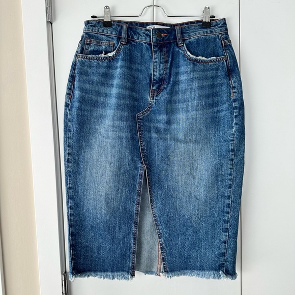 Zara Denim Midi Skirt - Picture 1 of 6